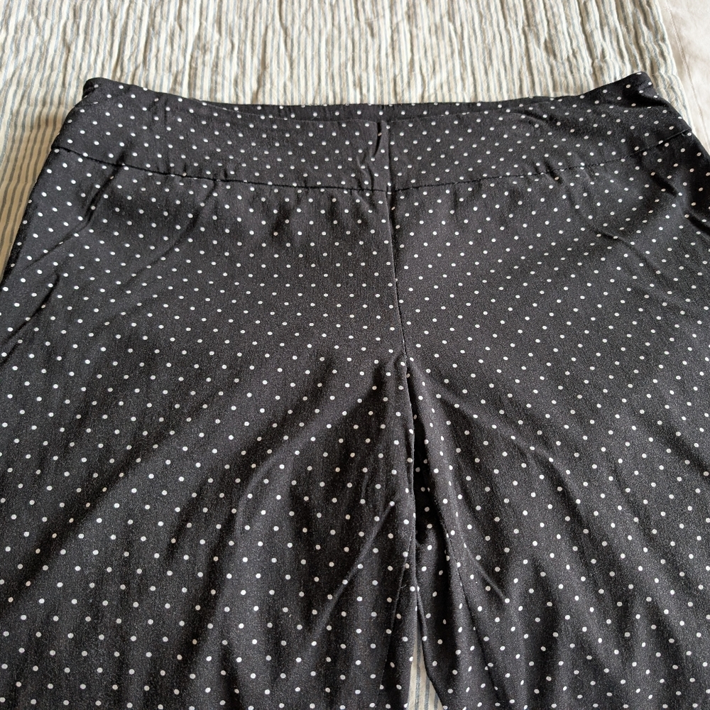 Black With White Polka Dots Cropped Pants